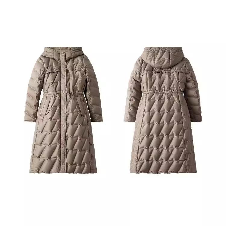 Korean version of the new fashionable thickened down jacket for women's medium and long models, over the knee, lengthened waist and thin warm jacket