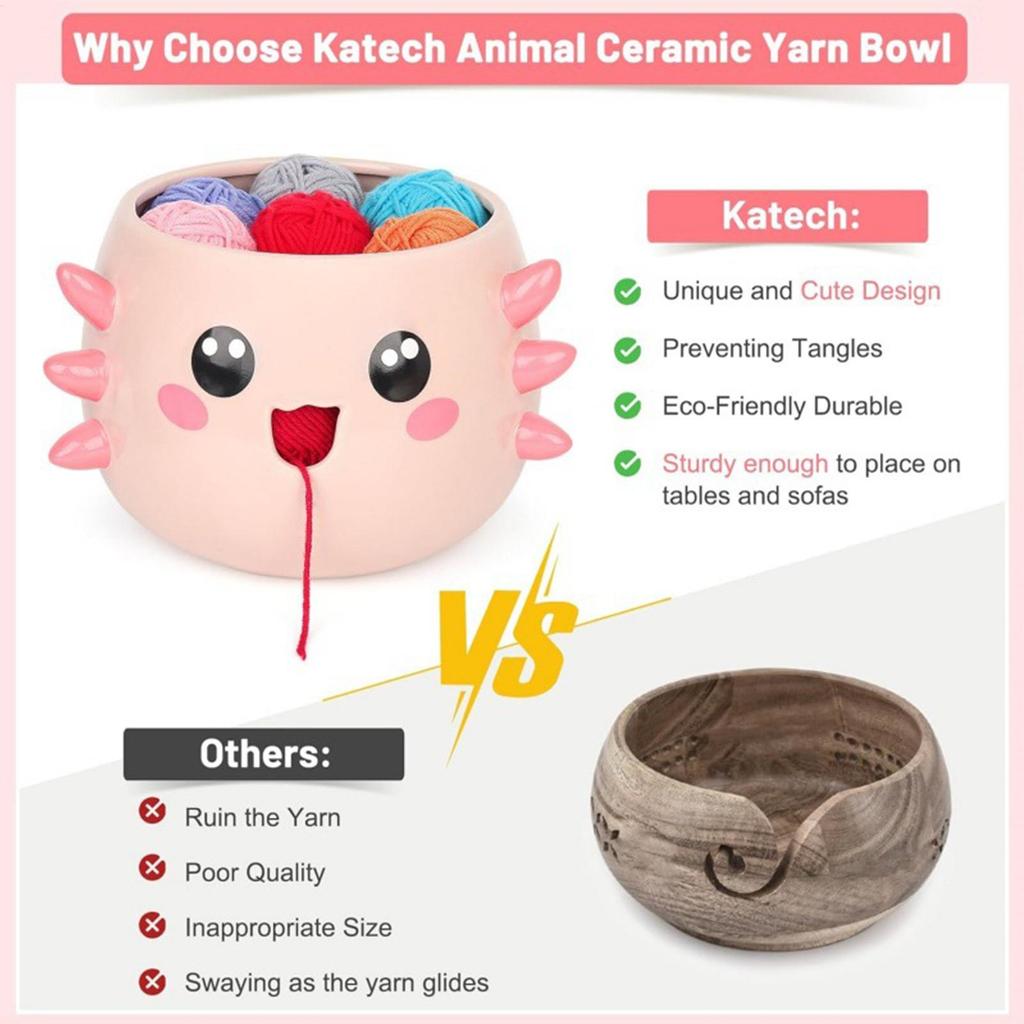 Yarn Bowls for Crocheting Cartoon Design Storage Organizer Cute Yarn Bowl Dispenser for Women Adults Beginners Crocheters