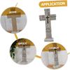 Wooden Cross Ornament - Religious Gift for Christians, Catholic Jesus Cross with Synthetic Resin Base - DD