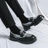 Thick soled casual men's leather shoes Fashion designer's New style Daily Trendy Party Office street youth Black and White shoes