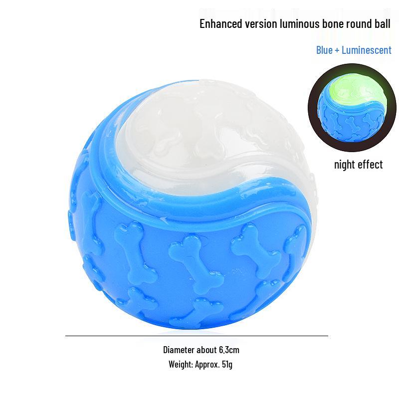 Two-Color Bone Print C-Shaped TPR Squeaky Ball Bite-Resistant Teething Toy for Small Dogs