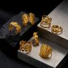 Stainless Steel Ocean Theme Open Ring Set for Women Unique Design Shell Starfish Conch Crab Stackable Finger Ring  Beach Jewelry