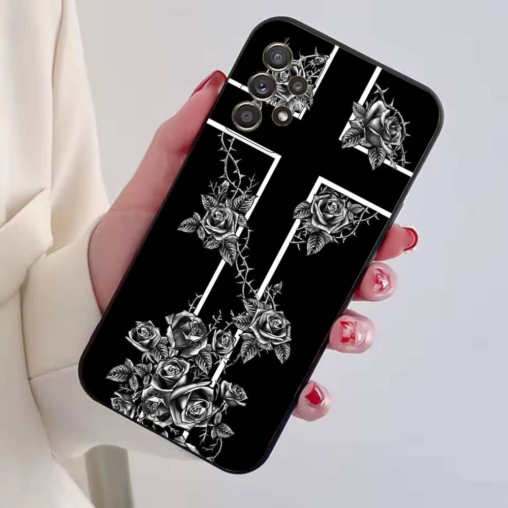 C-Cool Dark Catgothic C-Cross Phone Case For Samsung S25,S24,S21,S22,S23,S30,Ultra,S20,Plus,Fe,Lite,Note,10,Black Cover