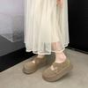 Retro French versatile thick-soled shallow-mouth single shoes women's 2025 new summer skirt round head height Mary Jane shoes
