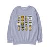 Retro Pickle Jar Printed Round Neck Pullover Hoodie