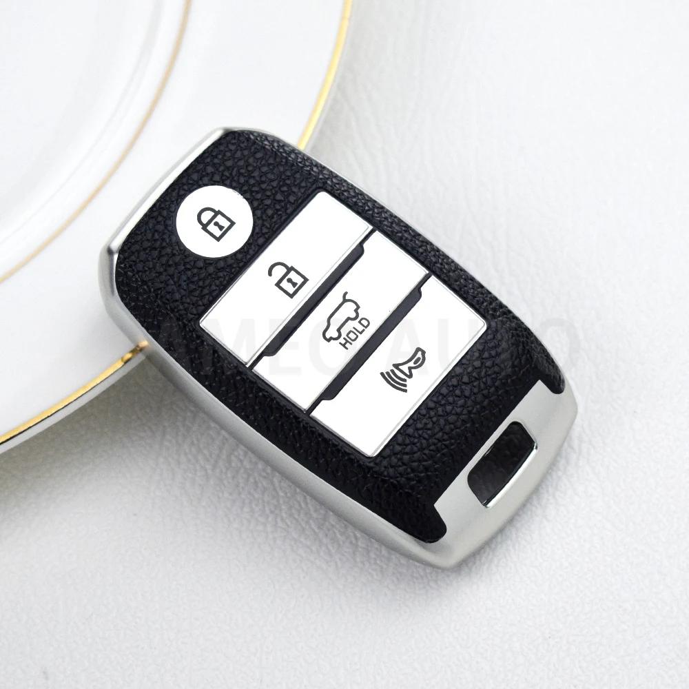 4Buttons Tpu Leather Car Remote Key Case Cover For Kia Sportage Cerato Optima K2 K3 K4 K5 Rio Picanto K2 Soul Sorento Ski Sedona