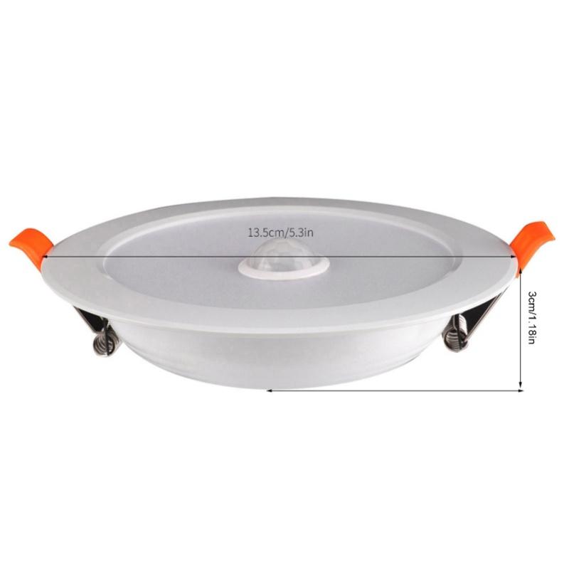 12W AC85-265V LED Ceiling Light Downlight Human Body Sensor Recessed Lamp For Home Indoor (Pure White 6000K)