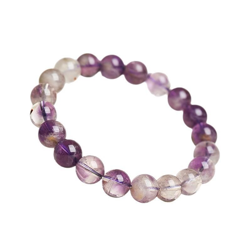 Unpainted Natural Purple Phantom Quartz Bracelet, Nine Purple Fire Purple Phantom Crystal Beads, Loose Beads, Beaded Bracelet for Men and Women