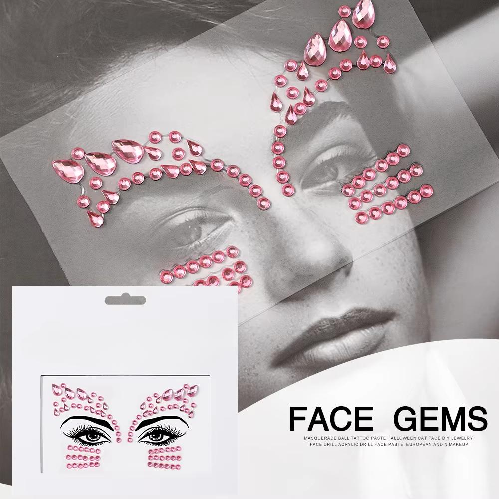 Eco-Friendly Fashion 3D Mermaid Face Gem Crystal Rhinestone Temporary Tattoo Stickers Shiny Glitter for Festival Prom Party