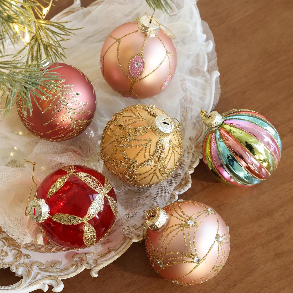 8CM Multicolor Glass Ball Ornament for Christmas Tree Decoration
