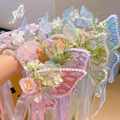 Faixa de Cabelo Flor de Fada Para Crianças Elemento Borboleta Doce Franja Coroa de Cabelo Meninas Fotografia de Arte Acessórios de Cabelo Aro de Cabelo