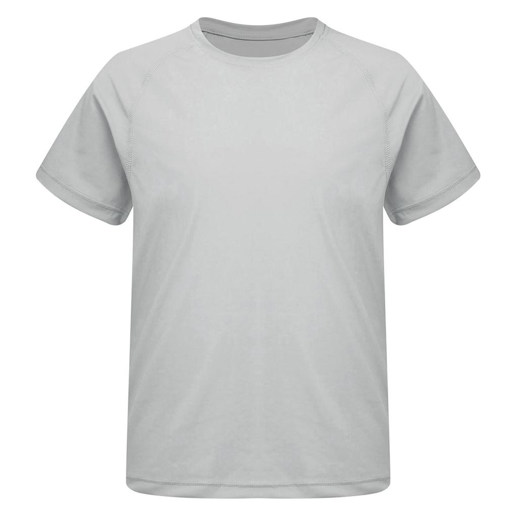 Girls Sports Top Quick Drying Fabric Solid Color Short Sleeve Round Neck Athletic Shirt