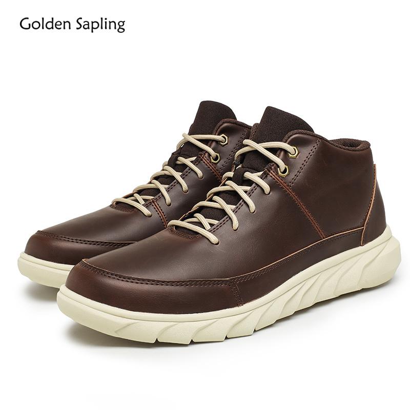 Golden Sapling Plus Size 39-46 Man Shoes Concise Casual Outdoor Shoe 2025 Spring Microfiber Leather Mid Cut Man Footwear