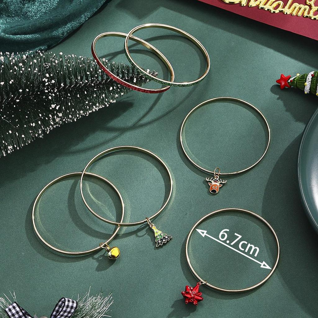 Christmas Snowflake & Reindeer Beaded Bracelet Set for Women