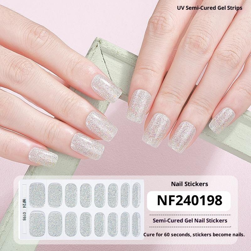 

Glitter Semi-cured Gel Nail Stickers UV Nail Stickers Gel Nails UV Light Curing Nail Stickers NF240198