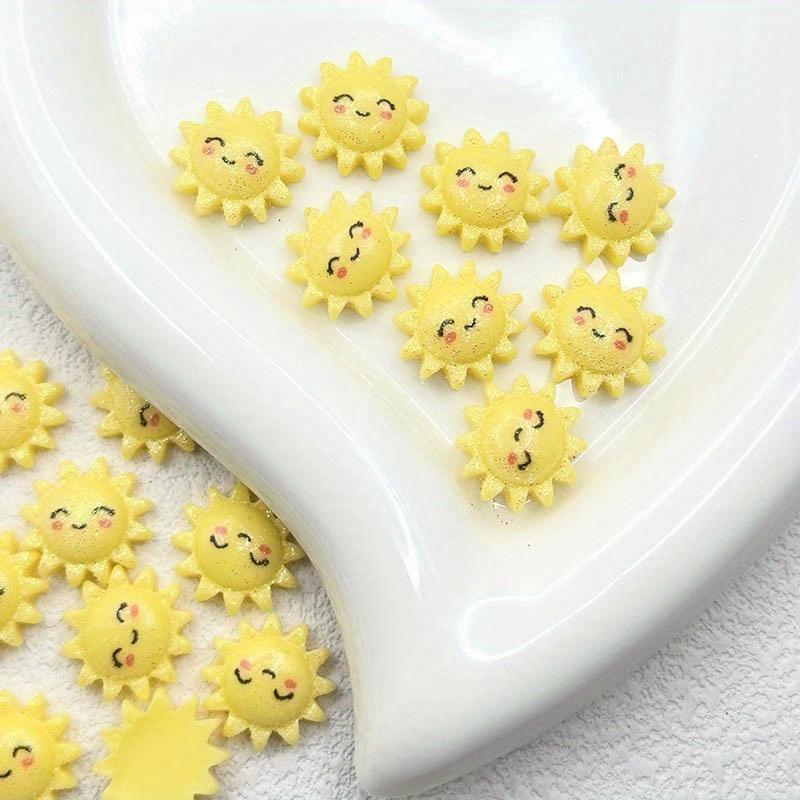 [12pcs Sunflower Pendant in Various Colors] 12pcs Sunflower Resin Pendant, Flat Back Decoration for DIY Crafts, Jewelry Making,