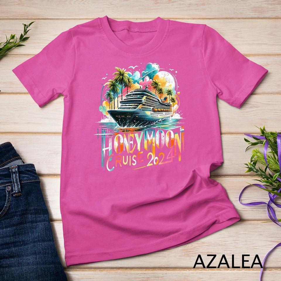 Happy Honeymoon Cruise 2024 Wedding Honeymoon Matching Gifts Unisex T-shirt 8 L