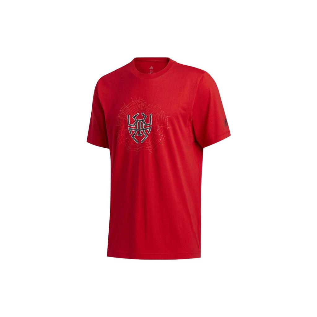 adidas T Shirts Men's Red Crew Neck Moderate Straight Fit GE4111