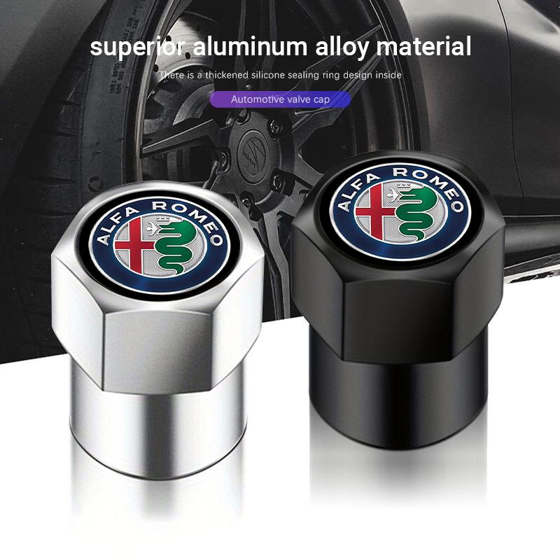 Aluminiumlegierung Auto Reifenventilkappen Rad Luftventilabdeckungen für Alfa Romeo Giulia Stelvio Giulietta 156 159 147 Mito Tonale Brera