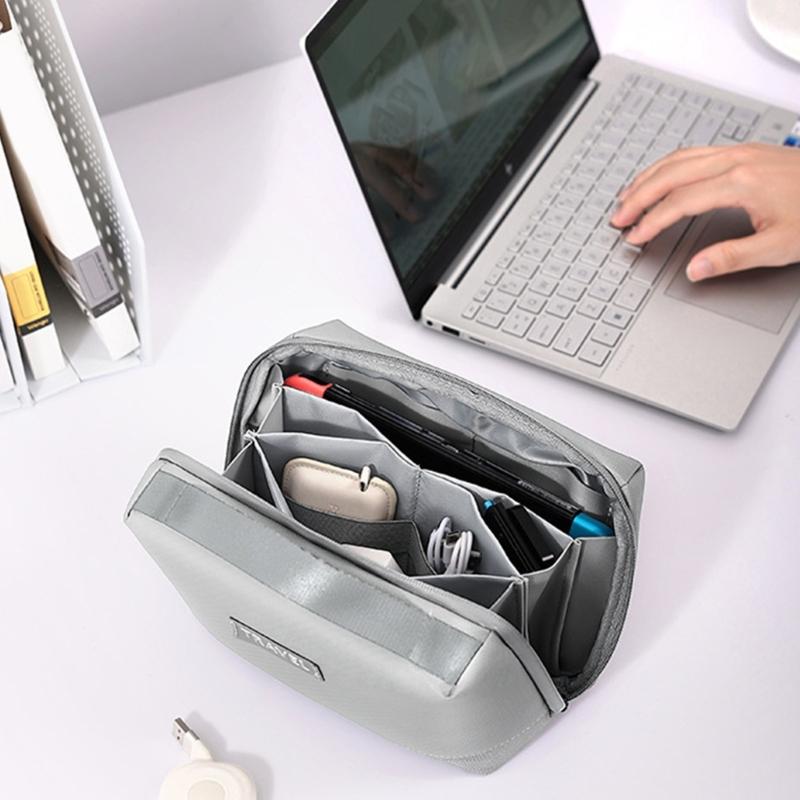 Travel Bag Pouch Electronic Accessories Organizers with Handle Carrying Case Shockproof Storage Bag for Data Cable Phone