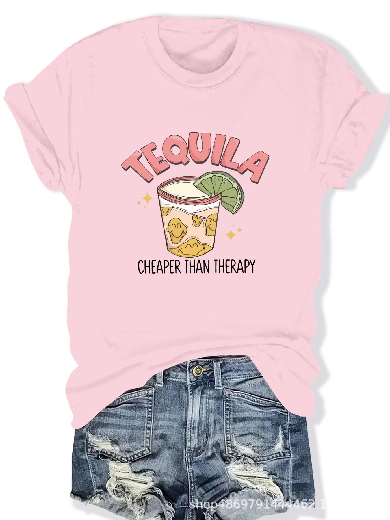 

Женская модная футболка с круглым вырезом для трансграничной торговли L розовый