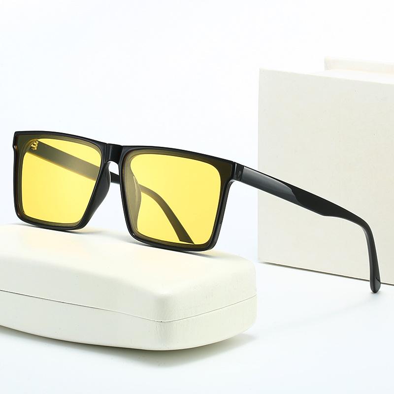 Gm Square Simple Thick Frame Sunglasses Yellow Men'S And Women'S Trendy Brand Retro High-End Sunglasses