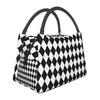 Diamond Shaped Geometric Pattern Insulated Lunch Bag for Women Bento Storage Food Boxes Container Cooler Thermal Lunch Box Tote