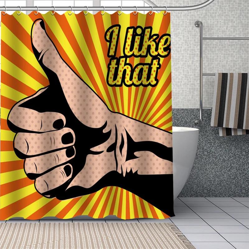 Comic-Pop Art City Explosion Humor Expressions Shower Curtains Bathroom Curtain Fabric Washable Polyester For Bathtub Decor Set