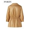 PORTS Women's Khaki Brown Short Trench Coat