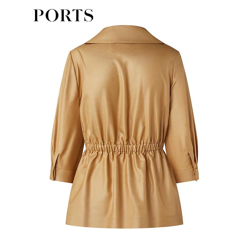 PORTS Women's Khaki Brown Short Trench Coat