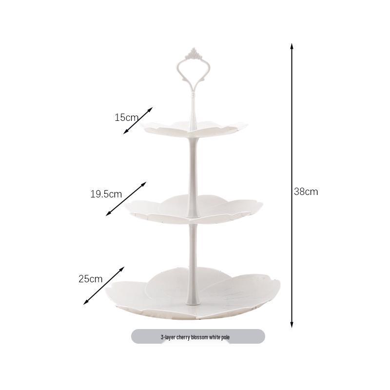 Trzypoziomowy europejski stojak na ciasto do popołudniowej herbaty - Kreatywna wielowarstwowa plastikowa taca na desery i talerz na owoce