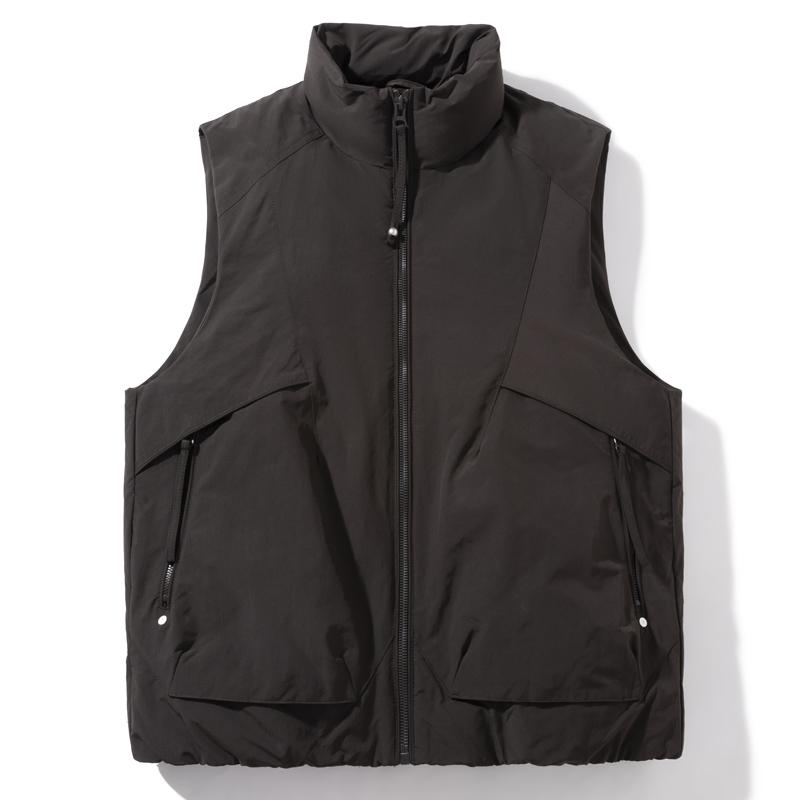 Men 50% White Duck Down Vest, Stand Collar Zip Up Padded Gilet Multi-Pocket Casual Outdoor Waistcoat
