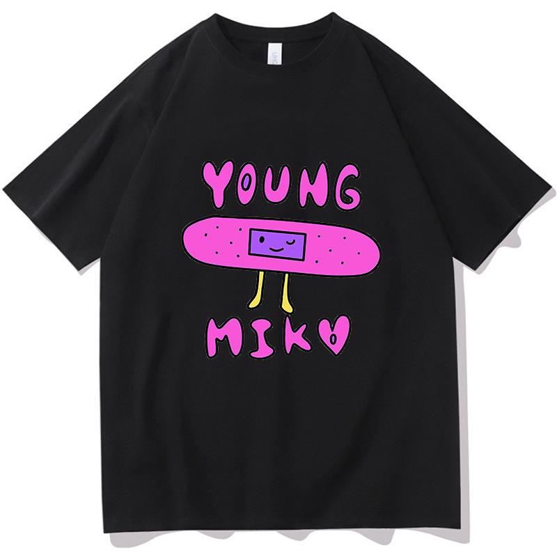 Singer Young Miko Print Graphic T Shirts Men Women Retro Fashion Short Sleeve T-shirt Harajuku Oversized Cotton Tees