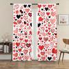 2pcs Multistyle Red & Pink Heart Pattern Curtains   Perfect for Valentine's Day Window Decor  Rod Pocket Curtains