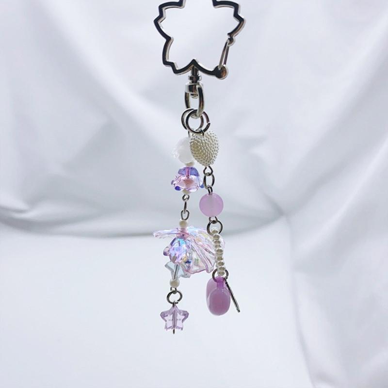 Crystal Beads Five-Pointed Star Hang Tags New Year Jewelry Making Tassels Shell Flower Pendant for Keychain Crafts