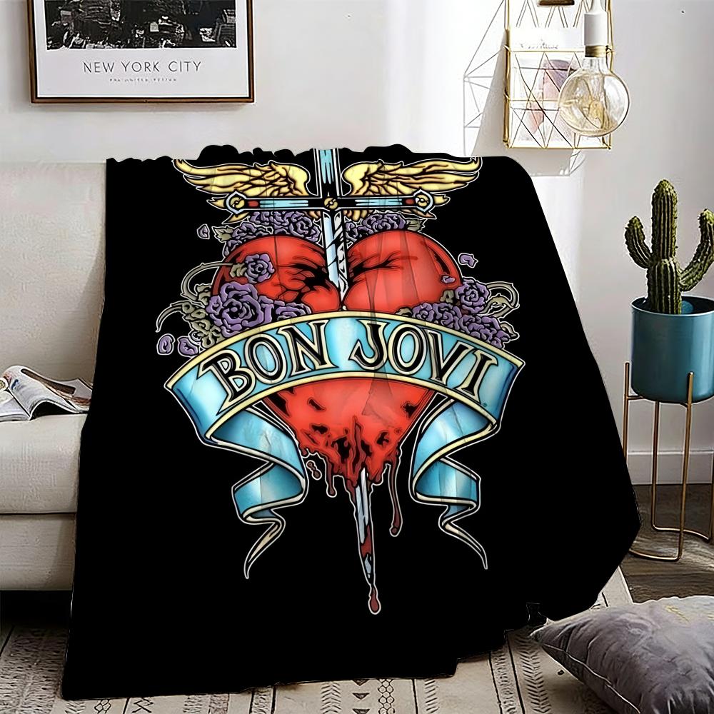 Bon Jovi Throw Lightweight 240g Flannel Blanket Soft Skin-friendly for Summer Cooling 75X95CM