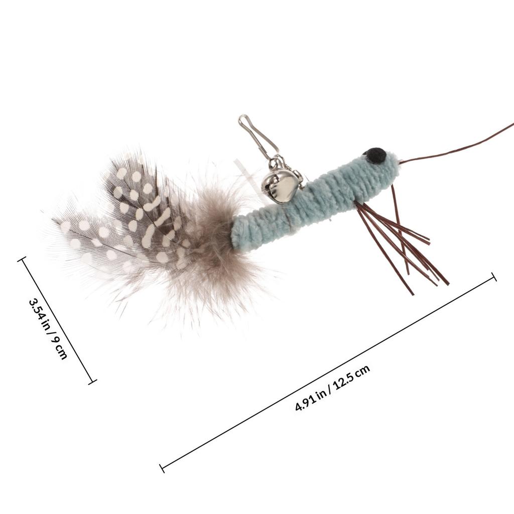 2Pcs Feather Cat Wand Replacement Adorable Kitten Heads for Indoor Cats Exercise and Play Refills Cat Attachment