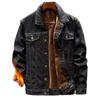 Men's Plus Size Denim Jacket Coat with Velvet Lining for Autumn and Winter