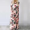 Women's Summer Long Dress Floral Print Boho Beach Dress Tunic Maxi Dress Evening Party Dress