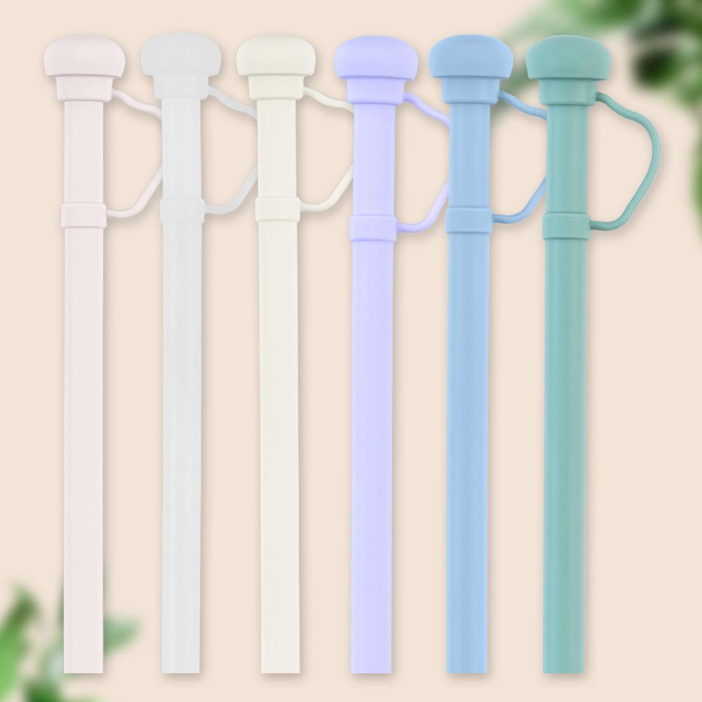Silicone Long Reusable Straw with Straw Cover Drinking Straw Dustproof Soft Straw for Stanley 20/30/40oz Tumbler