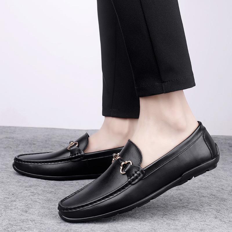 Fashion Men Casual Shoes Breathable Genuine Leather Loafers Business Office Shoes For Men Driving Moccasins Comfortable Slip On Shoes