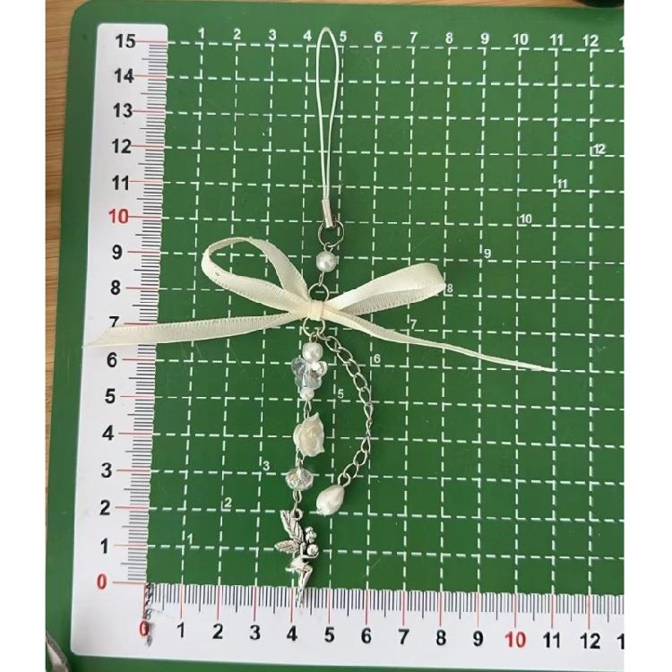 Blumen Engel Anhänger Schlüsselanhänger Süße Schleife Handy Anhänger Handyband Lanyard Perle