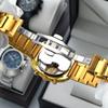 VA VA VOOM Brand Watch Men Sports Leisure Style Stainless Steel Strap Fashionable Oval Dial Multifunctional Running Second Watch