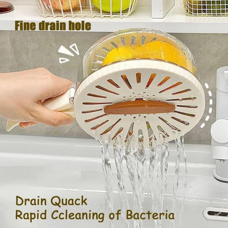 Multifunctional Drain Basket with Lid Dehydrator with Foldable Handle Fruit Crisper Drain Bowl for Kitchen and Refrigerator