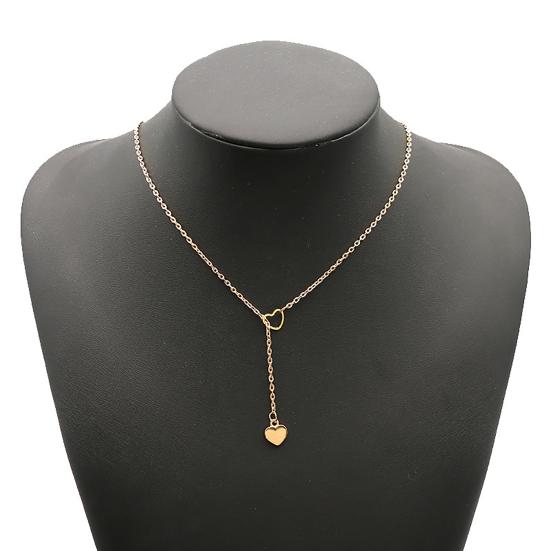 

Fashion Heart Simple Hollow Thin Chain Clavicle Necklace Jewelry Accessory for Valentine Day золотистый