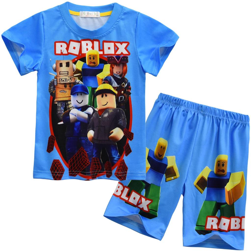 Children's Short Sleeve Home Wear Set with Lego Hide-and-Seek Anime Cartoon Print