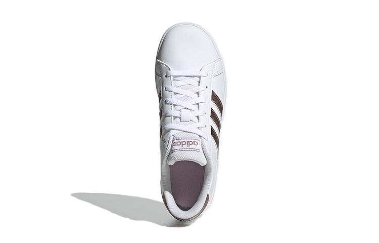 adidas Neo GRAND COURT K Leather Breathable Low Top Skateboard Shoes White Brown Kids' EF0101