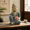 Buddha Statue with Lotus Flower Serene Tabletop for Reading Nooks