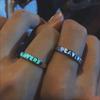 Fashion Blue Love Heart Luminous Ring For Women Men Retro Glow In Dark Copper Color Adjustable Couple Finger Rings Jewelry Gift