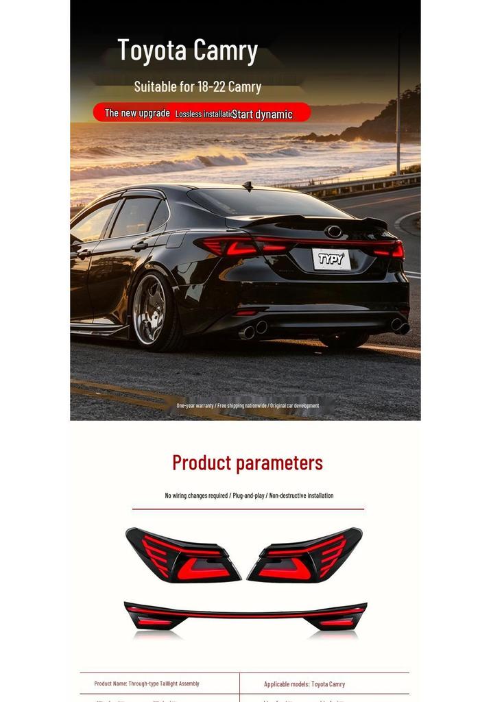 LED Sequential Turn Signal Rear Light for 2018-2022 8th Gen Camry